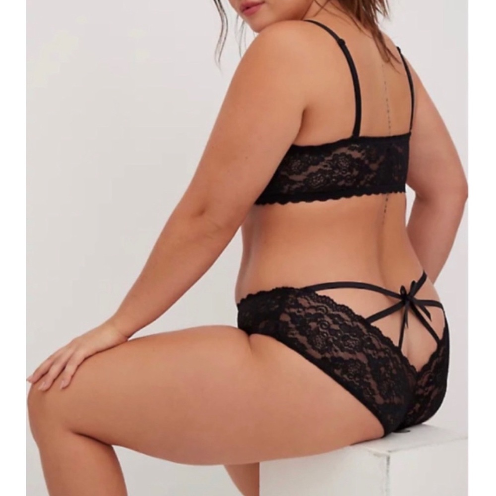 🆕 Black Lace Cage Back Hipster Panty 1 1X 14 16 NWT Torrid New!
